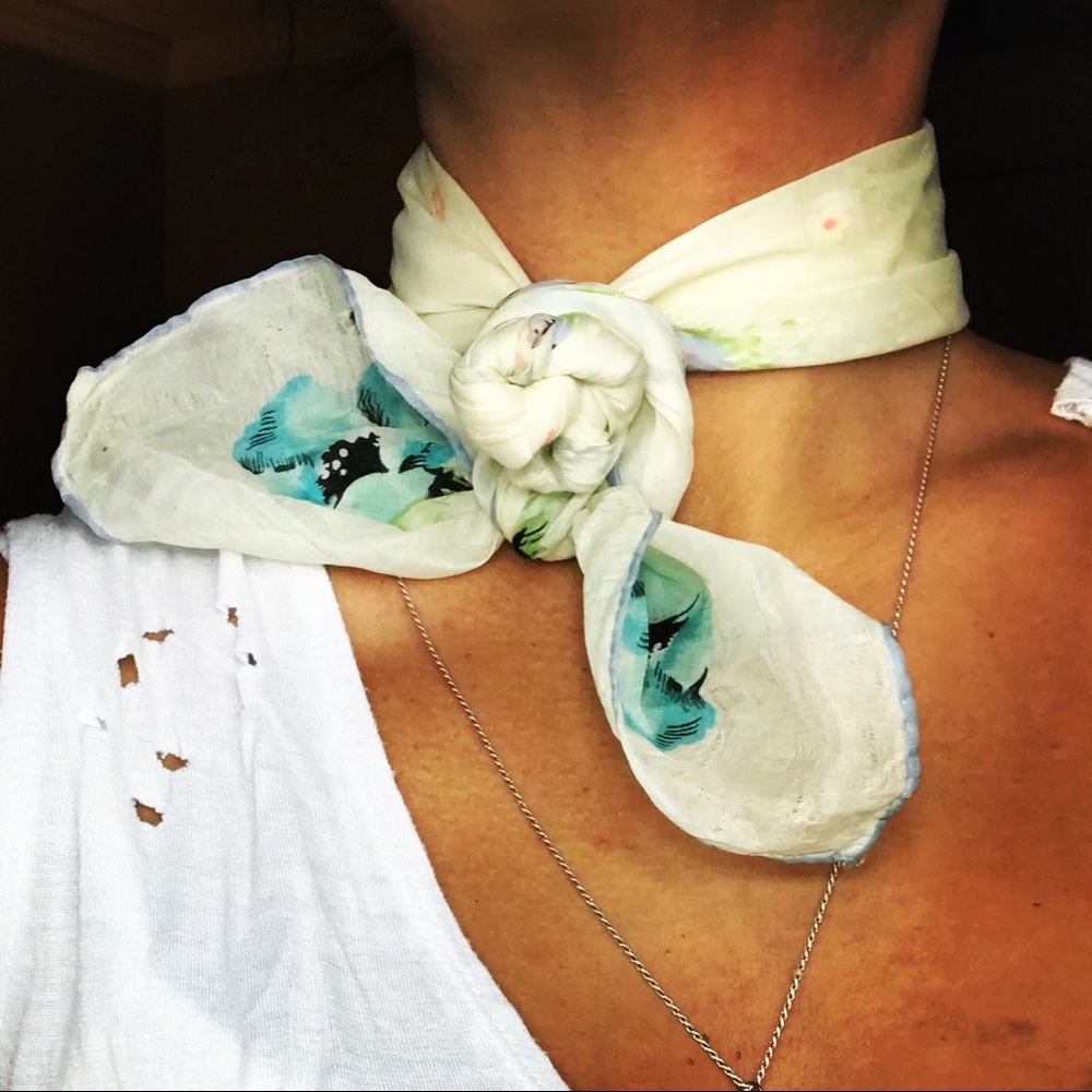 Sheer Vintage Floral Scarf Pastel Colors